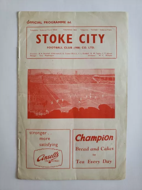 Stoke City v Derby County Programme 02/09/61