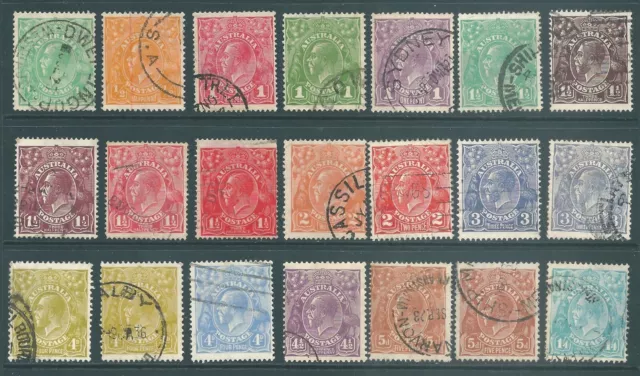 AUSTRALIA George V used stamp collection: Heads to 1/4