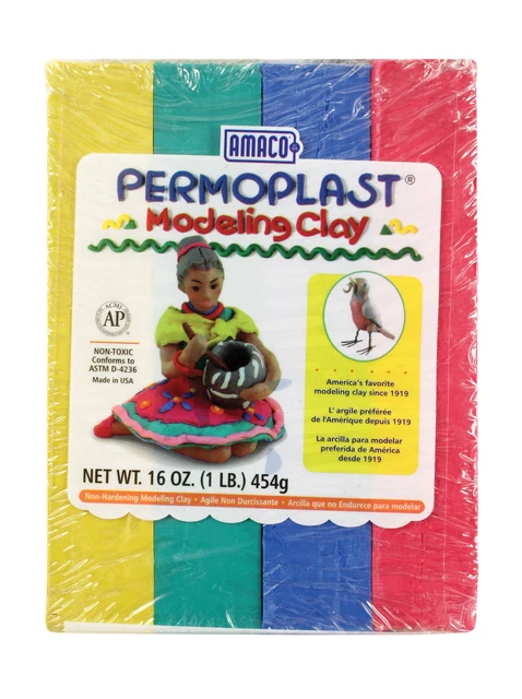Juego de arcilla de modelado no tóxico de permoplasto AMACO, 1 lb, color surtido, juego de 4