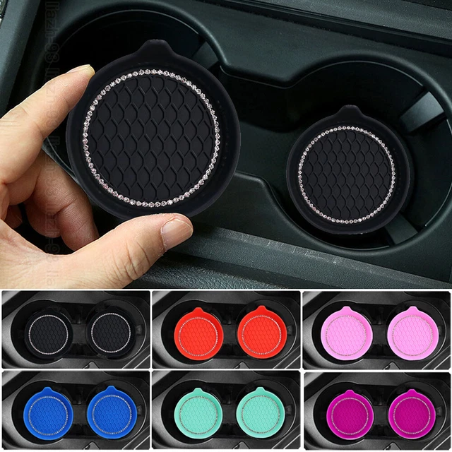 2Pcs Car Coaster Water Cup Bottle Holder Anti-slip Diamond Bling Pad Accessories