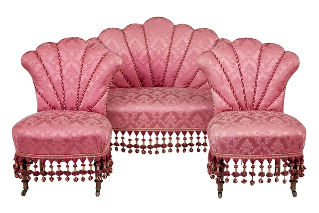 3 Piece Art Deco Shell Back Salon Suite