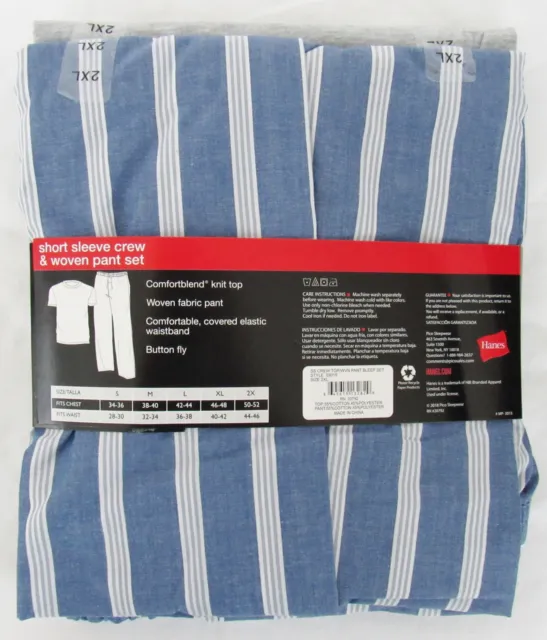 Ensemble 2 x 50-52 bleu Hanes manches courtes et pantalon tissé salon de couchage 2 avec étiquettes 3