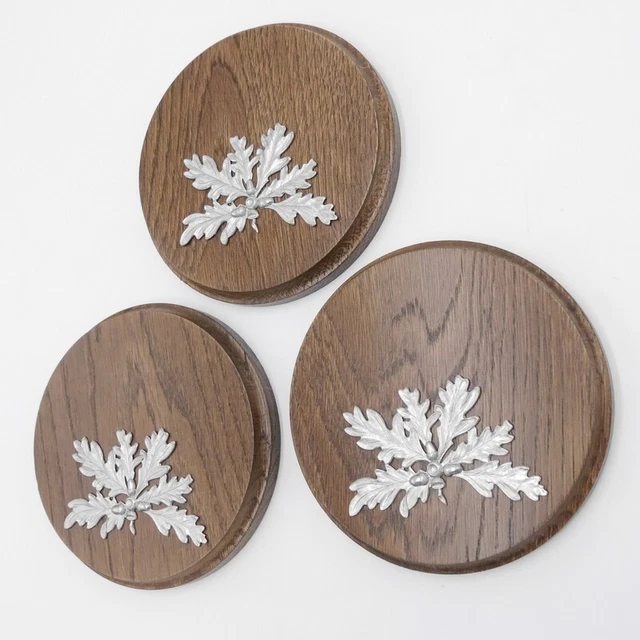 3x Placa de Jabalí Tablero Keiler Redondo Braun Af 13cm 3 Hoja Roble Portada 6 3