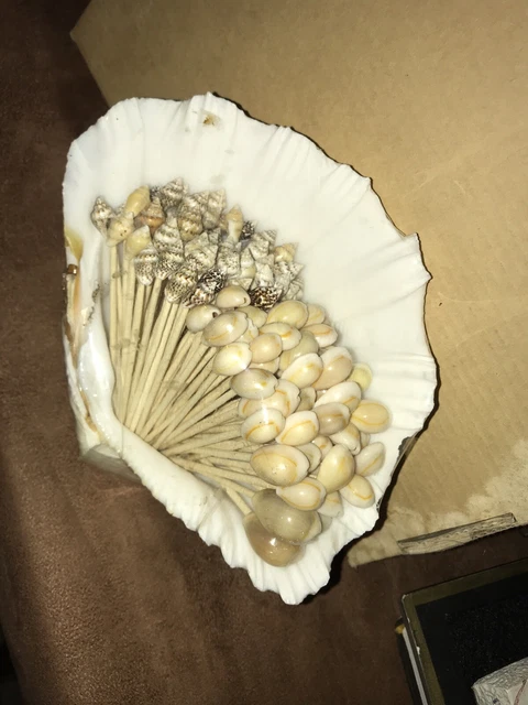 Vintage 100 real Shell wood Toothpicks Cocktail Drink Picks Barware Party