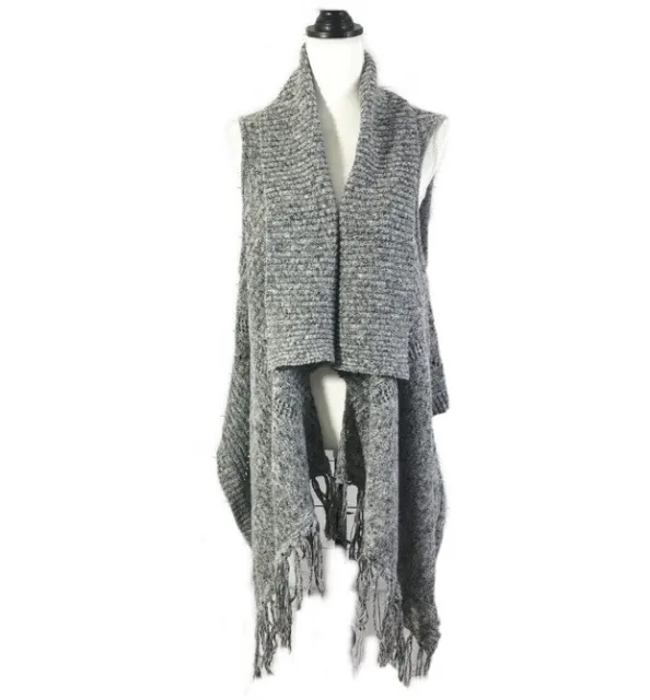 Romeo + Juliet Couture Open Style Tassel Knit Vest Gray Sz XL