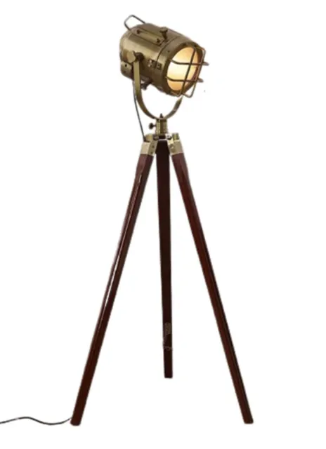 Lámpara de pie vintage Foco Lámpara de trípode de madera Reflector Lámpara...