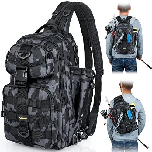 Fishing Backpack Tackle Bag, Water-Resistant Fishing Backpack with Rod Holder...