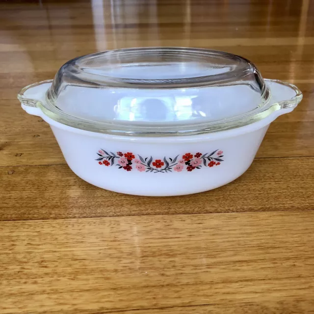 Vintage Anchor Hocking Fire-King Primrose Oval Casserole Dish With Lid