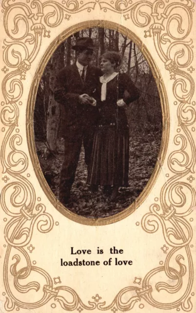 Vintage Postcard 1910 Love Is The Loadstone of Love! Couple Lovers Romance Art