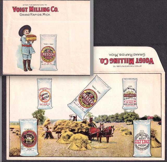 Grand Rapids Michigan Voigt Milling Crescent Flour Advertising Cover Envelope Grand Rapids Michigan Voigt Milling Crescent Flour Advertising Cover Envelope