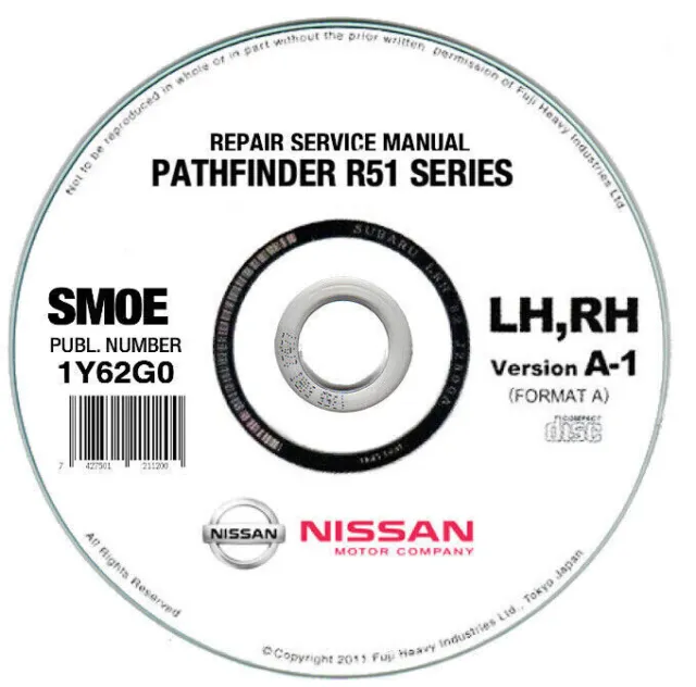 Nissan Pathfinder R51 (2005-2010) Manuel D'Atelier Sur CD - Workshop Manuelle