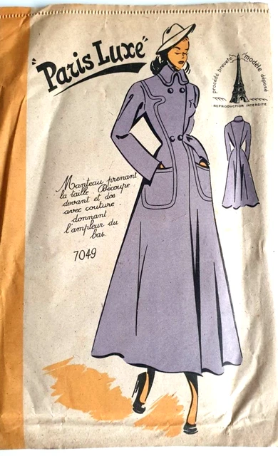 Patron Vintage Paris Luxe Pour Manteau Femme Taille 44 - Scellé, Jamais Utilisé