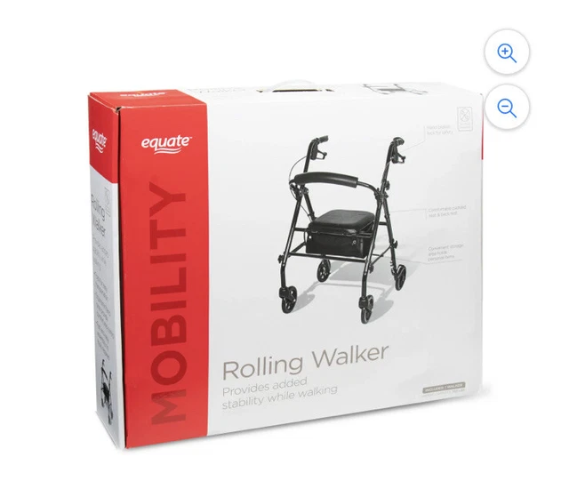 NEW EQUATE ROLLING Mobility Walker Rollator Walker with Seat and