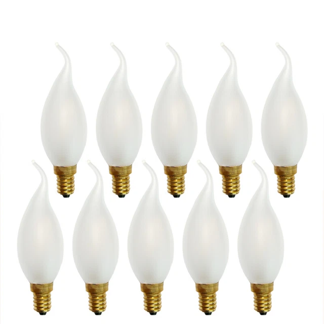 10x LED Filament Windstoß Kerze 2W = 25W E14 MATT Glühbirne Retro Nostalgie warm