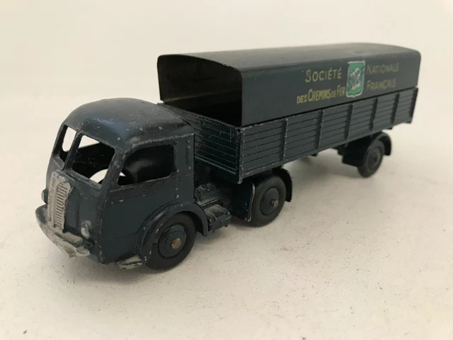 DINKY TOYS ANCE Par Meccano - 32 AB - Tracteur Panhard Avec Semi Remorque Sncf Bleu Jantes Bleues Pneus Noirs Sans Boites Petites Usures A La Peinture