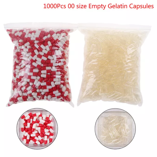 1000Pcs Empty Hard Vacant Gelatin Capsule Size 00# Gel Medicine Pill Vitami_tu