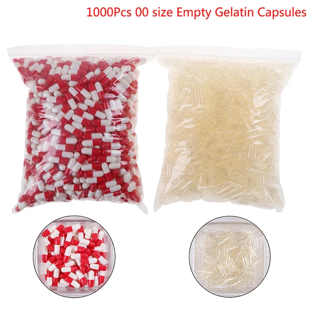 1000Pcs Empty Hard Vacant Gelatin Capsule Size 00# Gel Medicine Pill Vitami;go