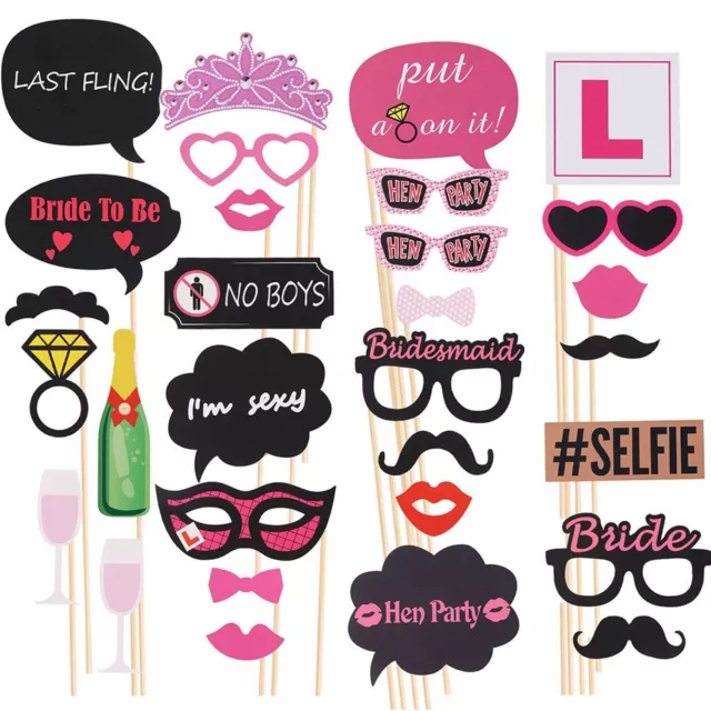 62pk Hen Party Props Selfie Photo Booth Wedding Bride + Helium Ballons