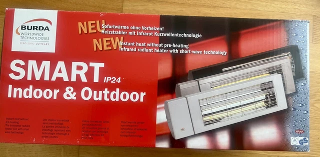 Infrarot Heizstrahler Burda Smart IP24 Indoor & Outdoor 48cm, weiß, 2000W - OVP