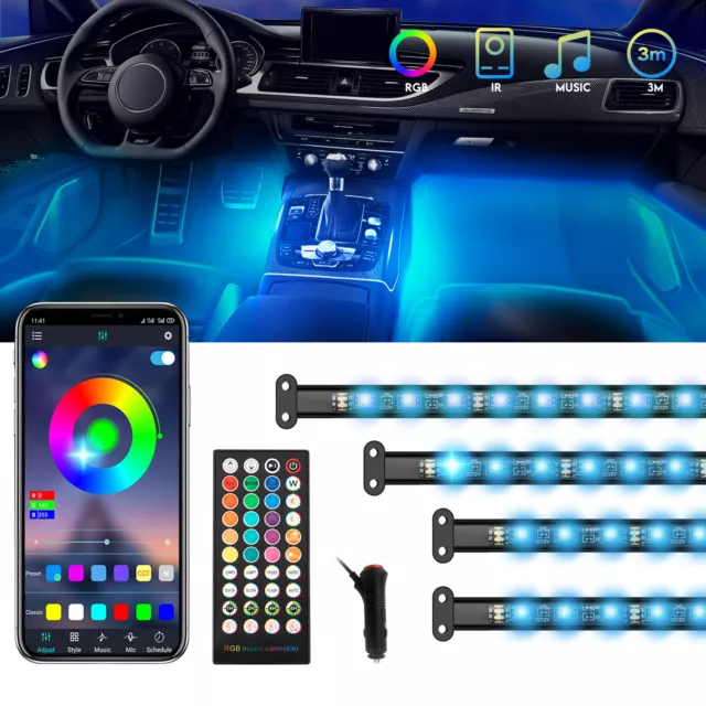 Neon RGB LED Car Interior Light Strip Caravan Footwell Ambient Lighting Bar Kit