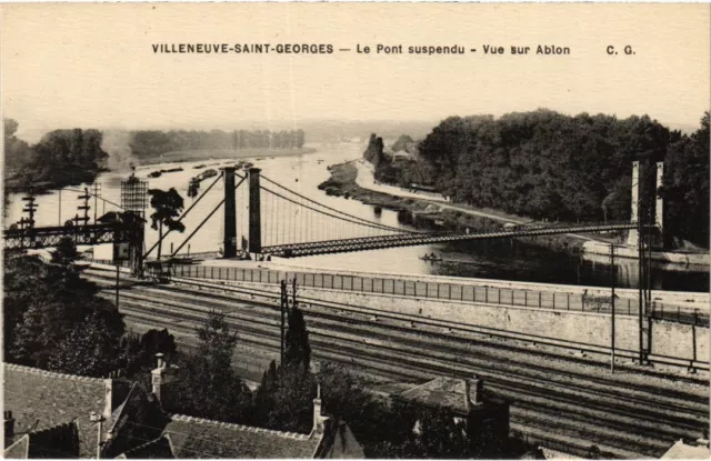 CPA Villeneuve St Georges Le Pont suspendu vue sur Ablon (1346743)