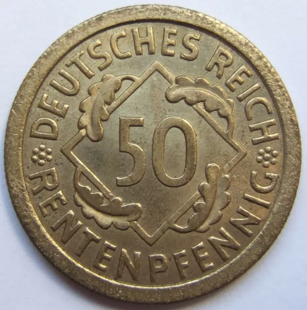 Münze Weimarer Republik 50 Rentenpfennig 1924 A in fast Stempelglanz