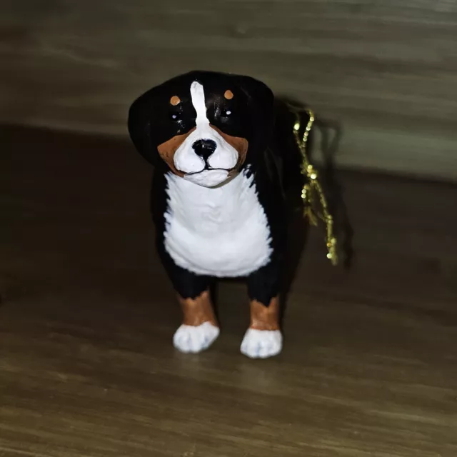 NWOT Bernese Mountain Dog Christmas Ornament Custom Hand Painted Glass Stanley