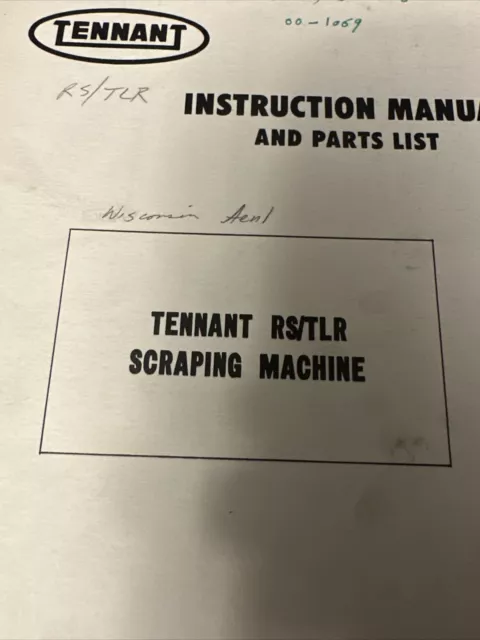 Tennant RS TLR Floor Scraping Machine Instruction Parts Service Manual Book Shop 2