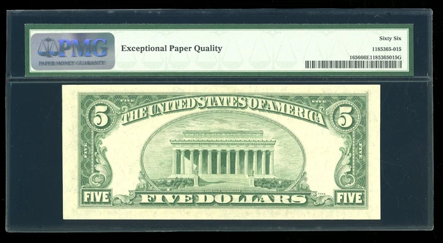 DBR 1953-A $5 Silver Gem Fr. 1656 FA Block PMG 66 EPQ Serial F65544150A 2