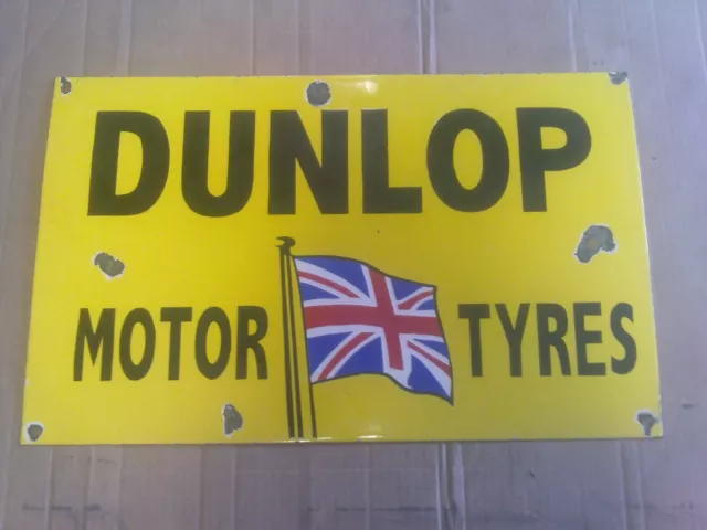 Porcelain Dunlop Tyres Enamel Sign 32X15 Inches