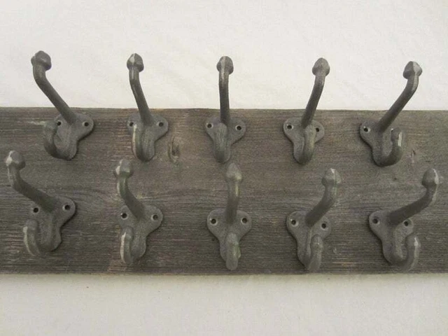 Antique Cast Iron Wall Hooks Long Silver Acorn Coat Hat Towel Hanging