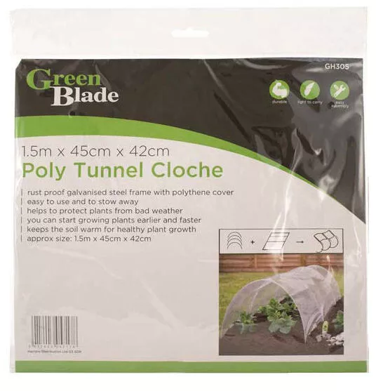 Mini Poly PE Grow Tunnel Cloche Garden Plant Veg Protection Polythene 1.5m