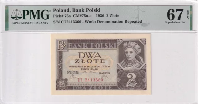Poland 2 Zlote 1936 PMG 67 EPQ