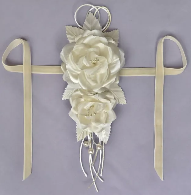 WHITE IVORY Wedding Bridal Wrist Rose Flower Corsage