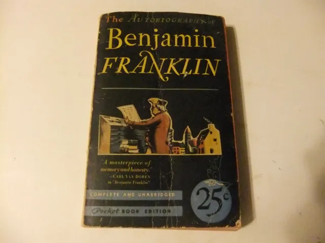 Benjamin Franklin Autobiography Vintage Pocket Edition 1940 2nd Printing