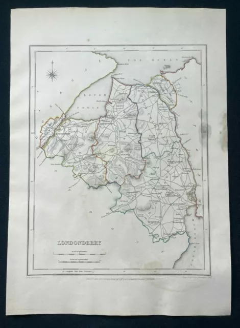Antique map COUNTY LONDONDERRY, IRELAND, from Lewis's Atlas Published 1840