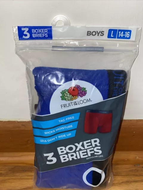 NEW Fruit Of The Loom Boys SIze L 14-16 3 Boxer Briefs