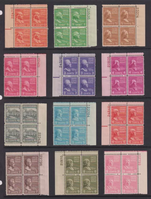 D9057:US #803-831 Excellent Condition Plate Blocks, VF, NH; CV