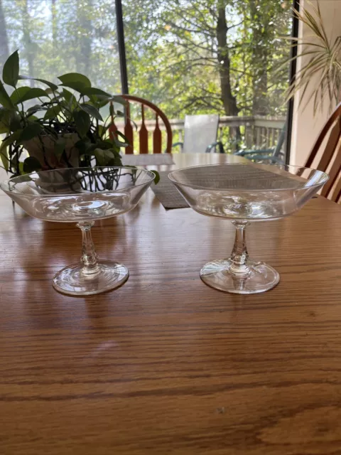 Pair Val St Lambert CONCERTO Mid Century Crystal Compote Bowls  6-1/4"