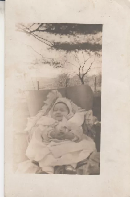 Vintage Real Photo Postcard Rppc Cute Little Baby Child Fashion Outside