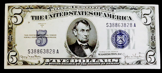 1934 $5 Silver Certificate! Gembu++++ Mega Sharp Piece! So So Rare$$Nr #R118_170