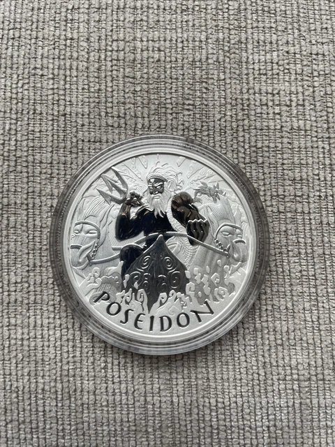 2021 Tuvalu Gods Of Olympus Poseidon 1 Oz .9999 Silver Coin BU In Capsule