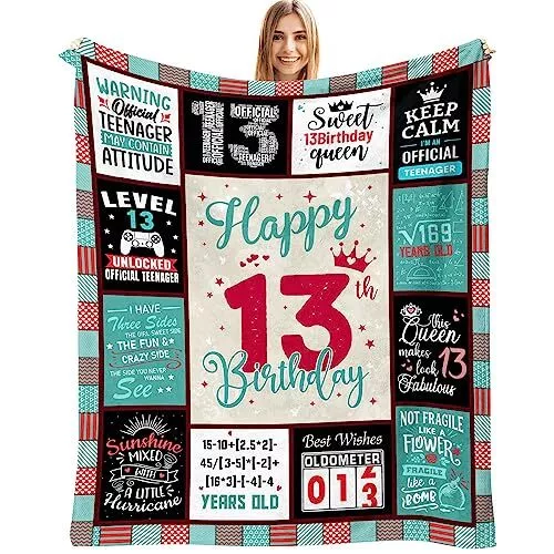 Dulkjio 13 Year Old Girl Gift Ideas Blanket Gifts for 13 Year Old Girl 13th  B