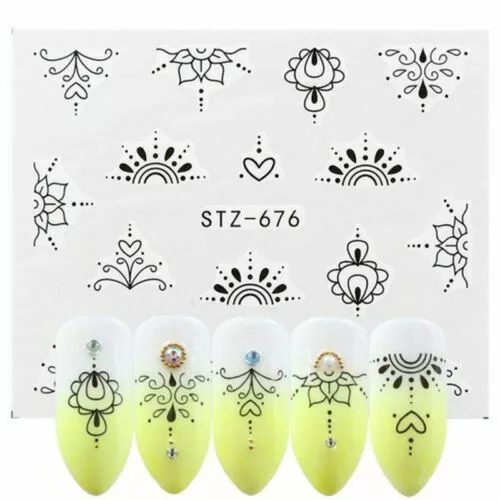 Spitzenaufkleber Aufkleber Schwarz Wasser Schmuck Design Transfers Nail Art 3