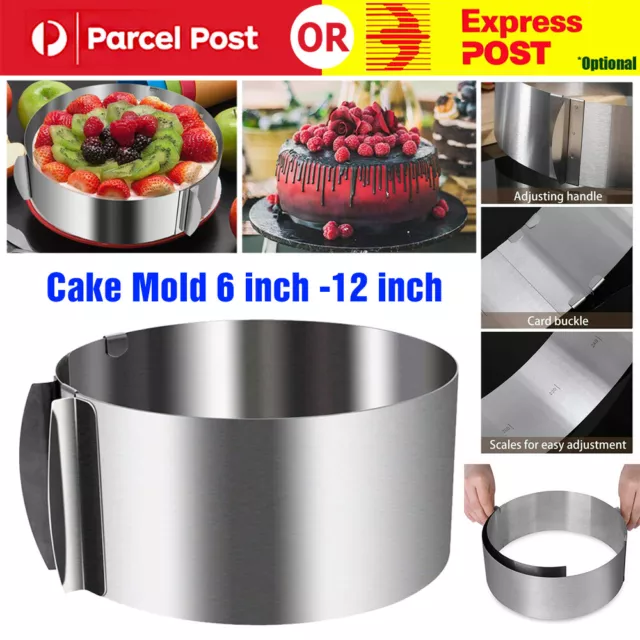 Cake Mold 6"-12" Adjustable Round Baking Cake Ring For Mousse Stainless Steel