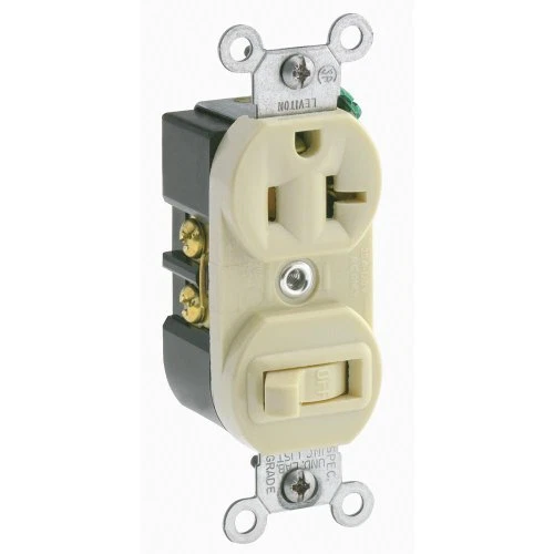 Leviton 5335 20 Amp 120 Volt Duplex Style Combination Single Pole Switch/Rece...