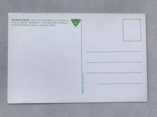 Carte postale CP joueur ASSE Patrice FERRI saison 1983-1984 AS St Etienne 2