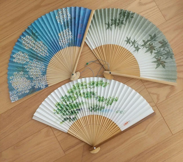 Japanese Vintage Sensu Folding Fan , 3-piece set