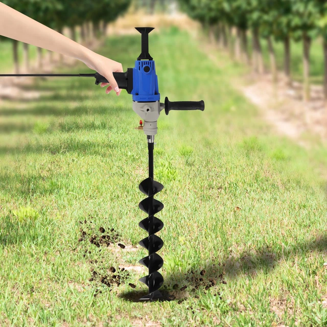 Elektro-Erdbohrer 1,9 KW – Elektrische Grubenbohrmaschine Mit 120 Mm Doppelblattbohrer Für Garten & Landwirtschaft