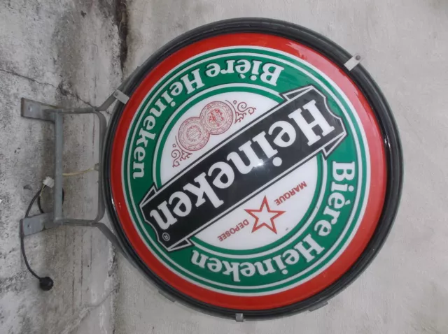 enseigne lumineuse publicitaire bière Heineken 100cm x 80cm avec son support 3